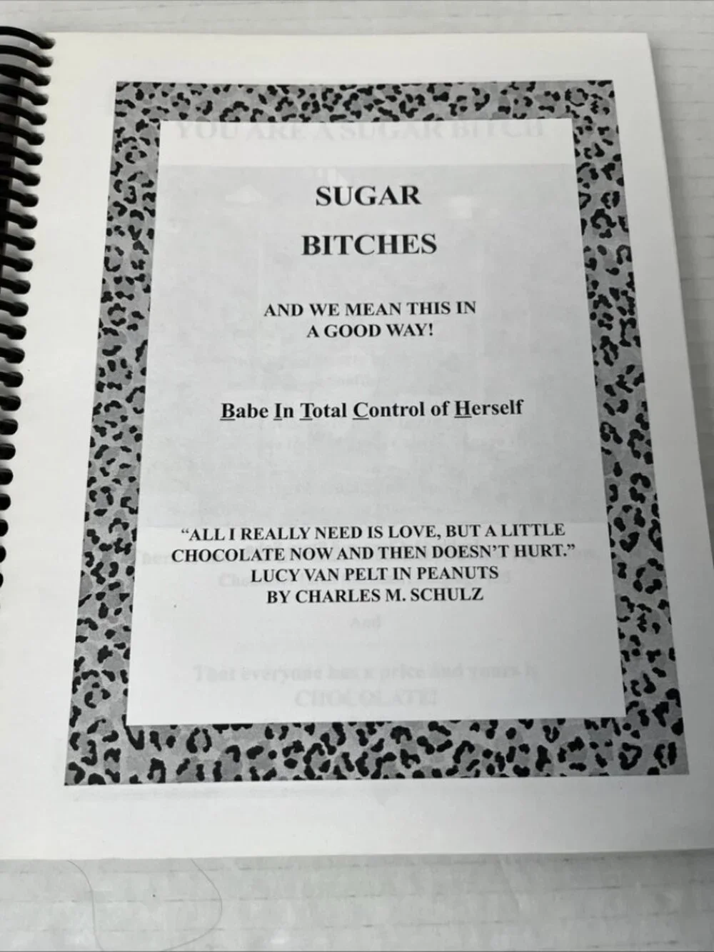 Sugar Bitches Just Desserts Spiral Cookbook
